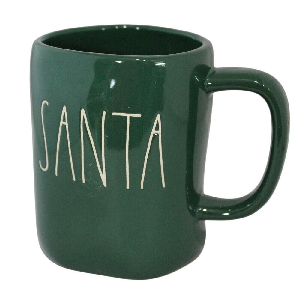 Rae Dunn Artisan Collection By Magenta Santa Mug Cup Green Christmas NEW
